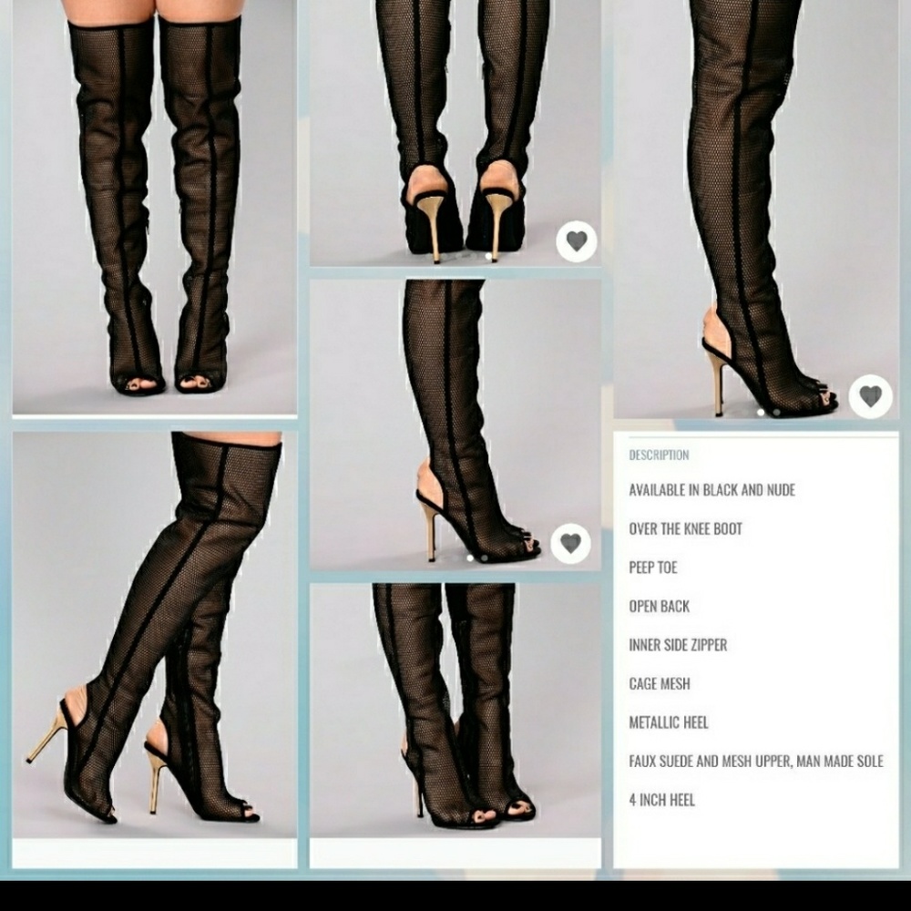 Fashion Nova black comb heeled boots